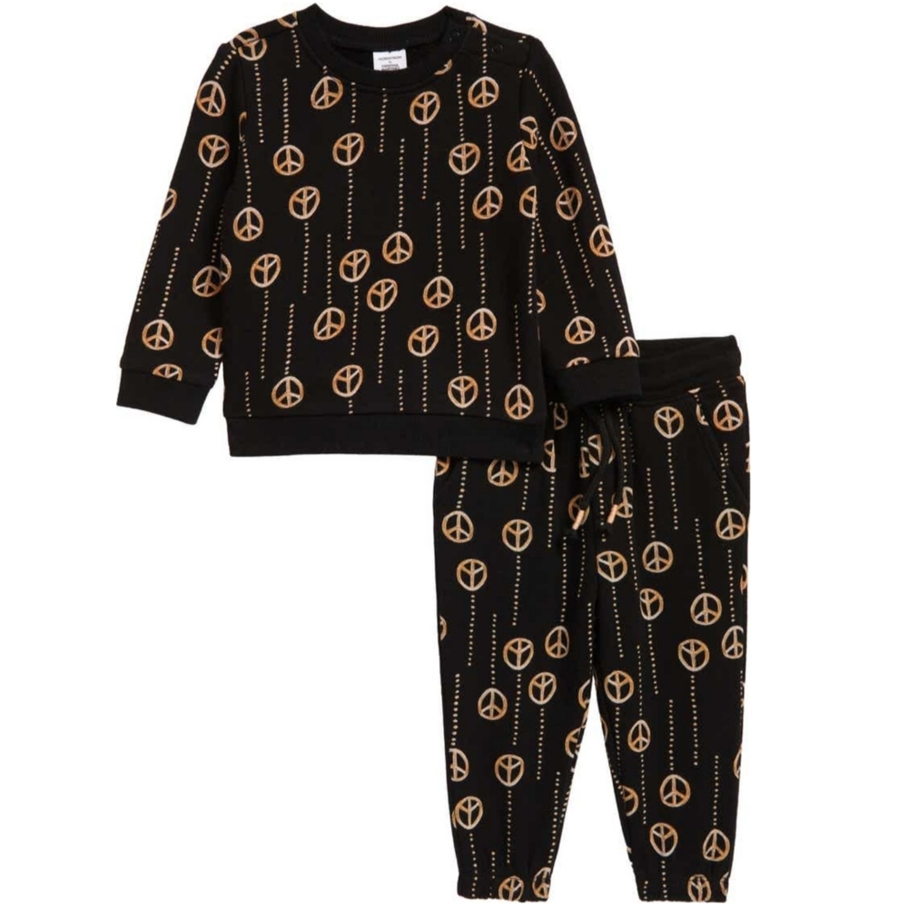 Cristina Martinez NWT Kid's Black Fleece Peace Sweatshirt & Sweatpants Size 3M